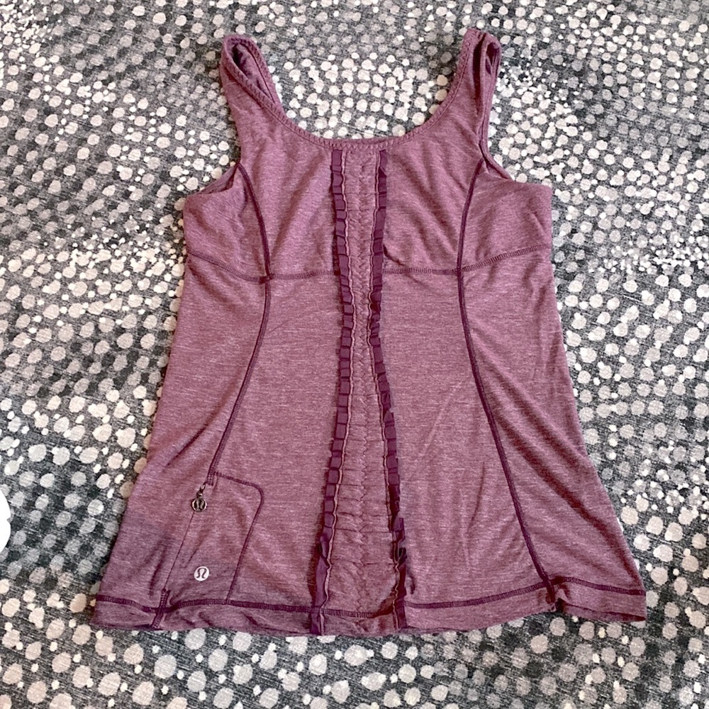 Lululemon tank size 8 purple with back ruffle
